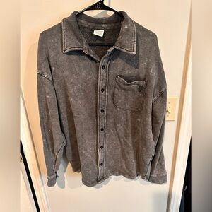 PINK acid wash button down